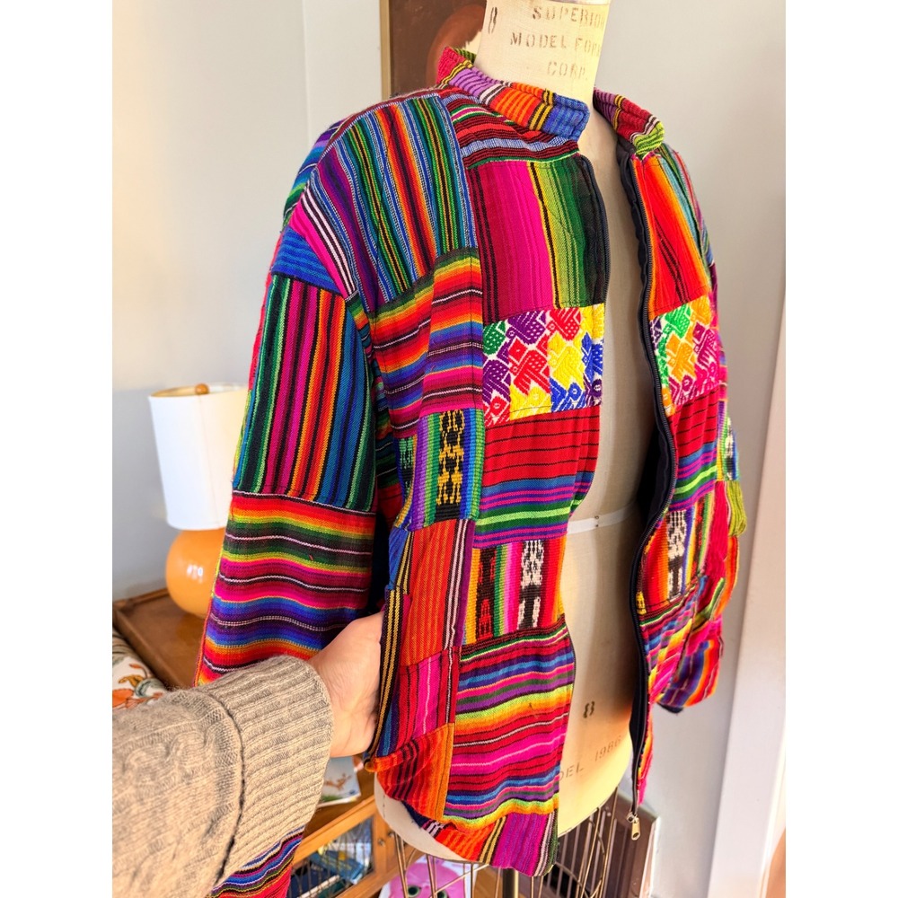 Vibrant Patchwork Boho Jacket Women's Xl Colorful… - image 2